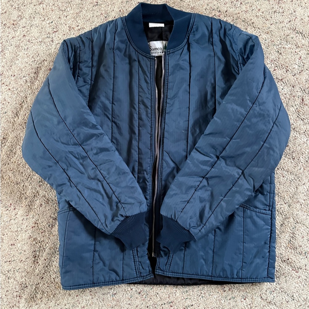Vintage Blue Quilted Chore Coat